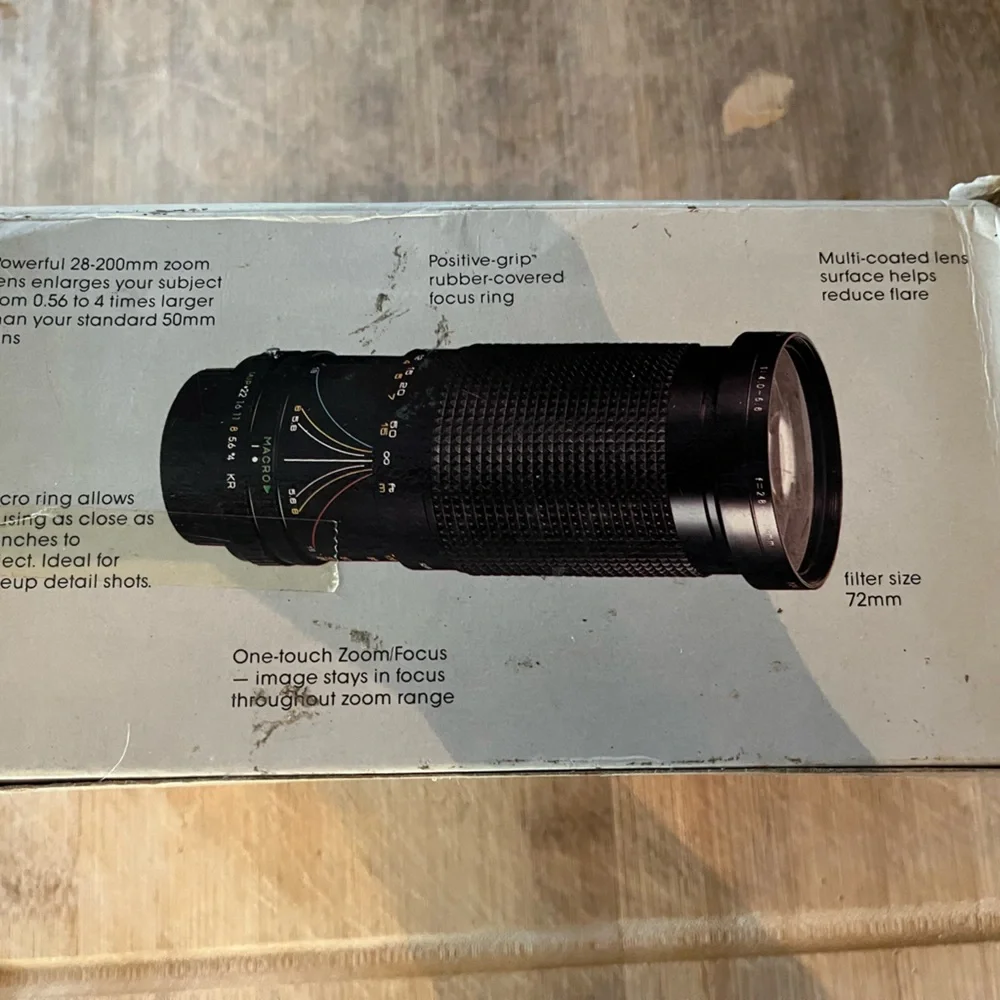 Vintage SEARS 28 to 200mm f4.0/5.6 Macro Zoom Lens Minolta Mount In Box